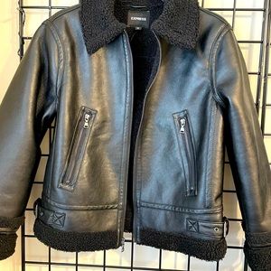 Express Vegan leather Aviator jacket